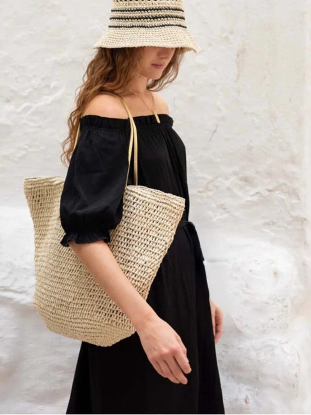 Mersea Tulum Layered Ruffle Sleeve Black Shift Dress Small Off Shoulder Neutral